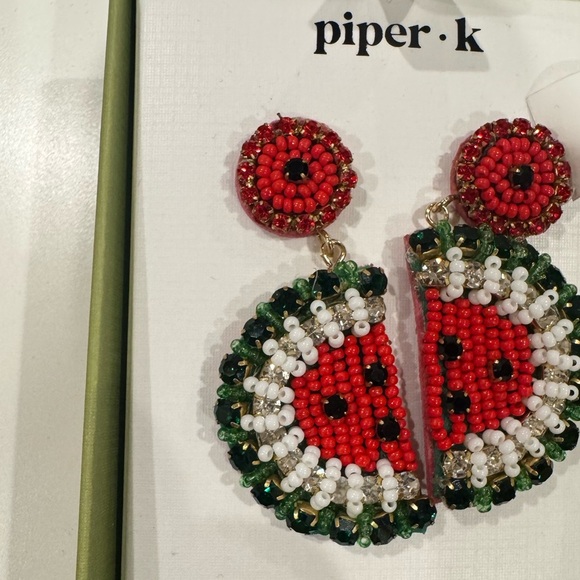 Piper K Hand Beaded fun watermelon earrings 🍉🍉 add some fun& flare to any outfit - Picture 7 of 8